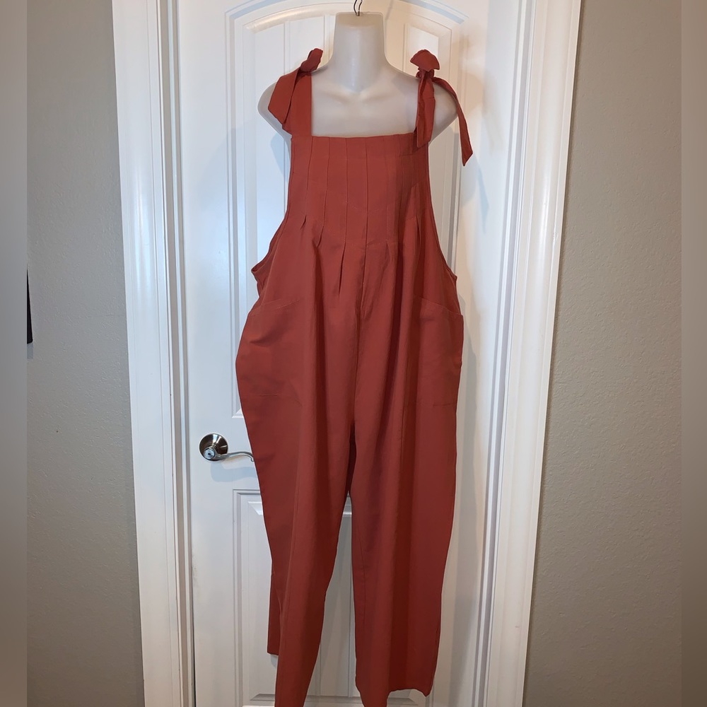 BloomChic Plus Burnt Orange Overalls NWT